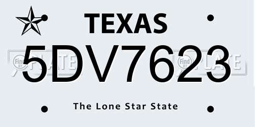 5DV7623 Texas License Plate