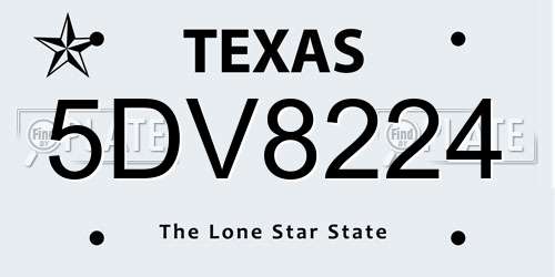 5DV8224 Texas License Plate