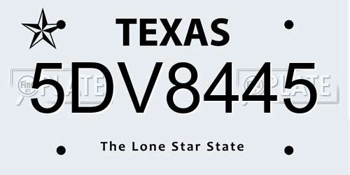 5DV8445 Texas License Plate