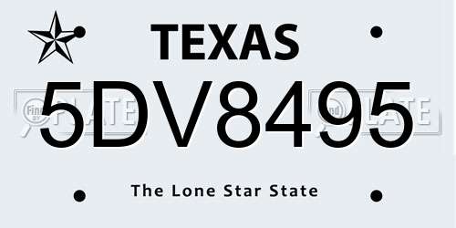 5DV8495 Texas License Plate