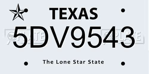 5DV9543 Texas License Plate