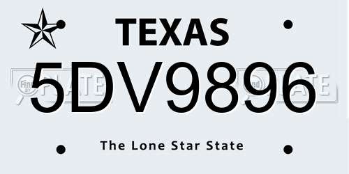 5DV9896 Texas License Plate