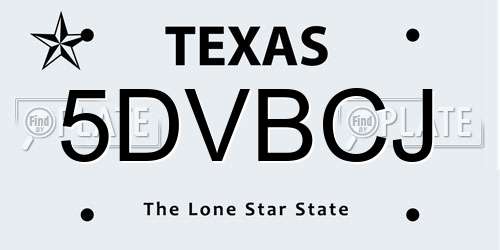 5DVBCJ Texas License Plate