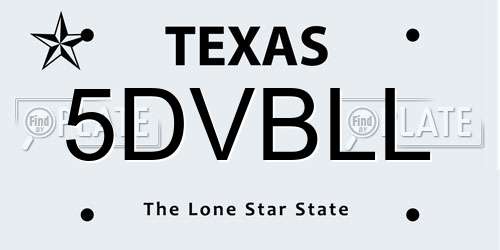 5DVBLL Texas License Plate
