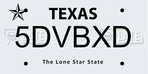 5DVBXD Texas License Plate