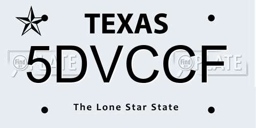 5DVCCF Texas License Plate