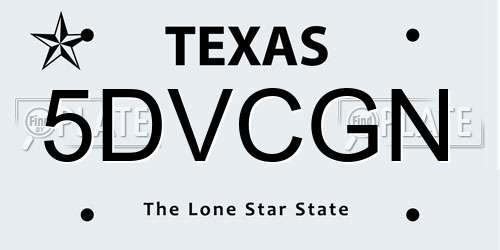 5DVCGN Texas License Plate