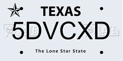 5DVCXD Texas License Plate
