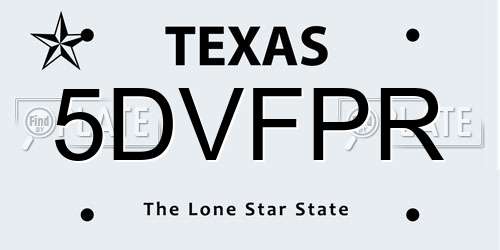 5DVFPR Texas License Plate