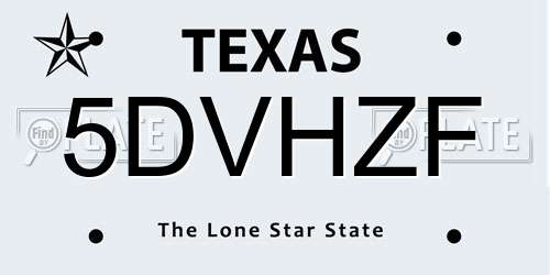 5DVHZF Texas License Plate