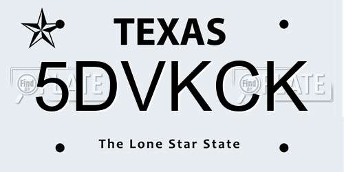 5DVKCK Texas License Plate