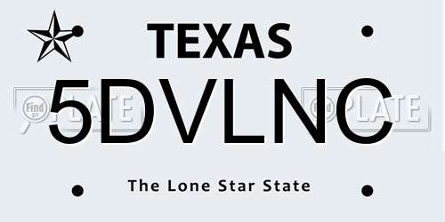 5DVLNC Texas License Plate