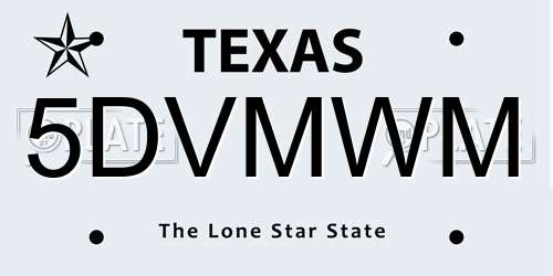 5DVMWM Texas License Plate