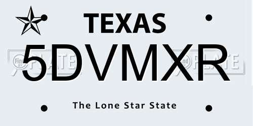 5DVMXR Texas License Plate