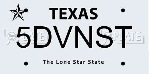 5DVNST Texas License Plate