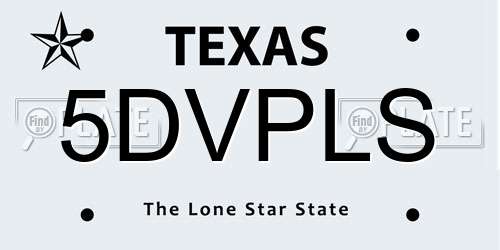 5DVPLS Texas License Plate