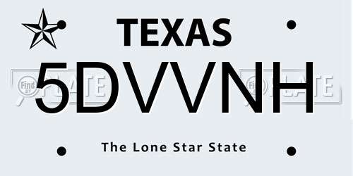 5DVVNH Texas License Plate