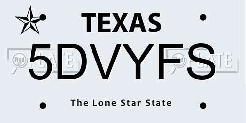 5DVYFS Texas License Plate