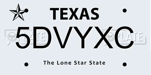 5DVYXC Texas License Plate