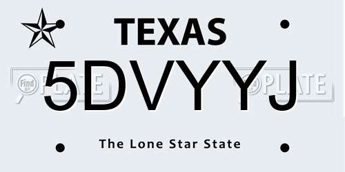 5DVYYJ Texas License Plate