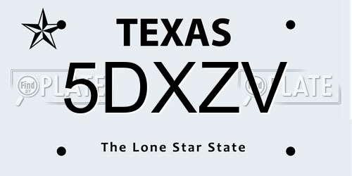 5DXZV Texas License Plate