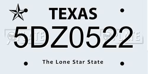 5DZ0522 Texas License Plate