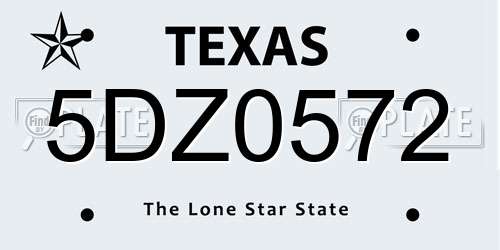 5DZ0572 Texas License Plate