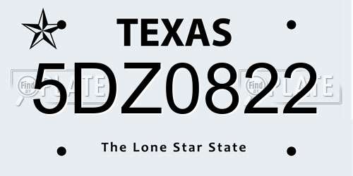 5DZ0822 Texas License Plate