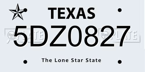 5DZ0827 Texas License Plate