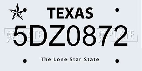 5DZ0872 Texas License Plate