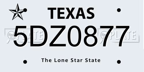 5DZ0877 Texas License Plate