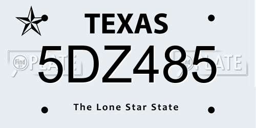 5DZ485 Texas License Plate