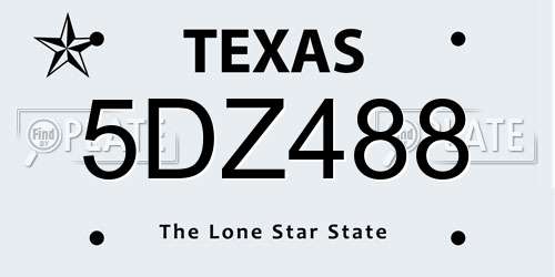 5DZ488 Texas License Plate