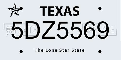 5DZ5569 Texas License Plate