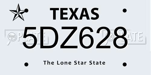 5DZ628 Texas License Plate