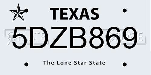 5DZB869 Texas License Plate