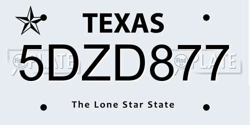 5DZD877 Texas License Plate