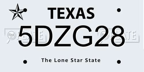 5DZG28 Texas License Plate