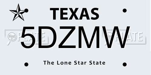 5DZMW Texas License Plate