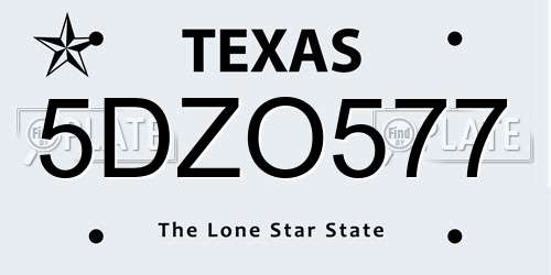 5DZO577 Texas License Plate