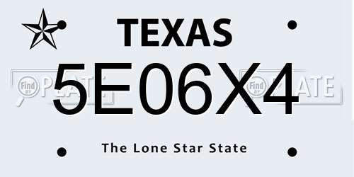 5E06X4 Texas License Plate
