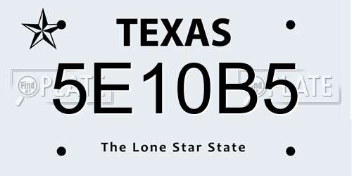 5E10B5 Texas License Plate