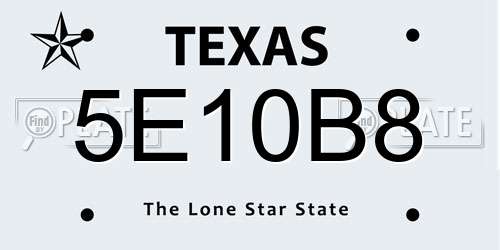 5E10B8 Texas License Plate