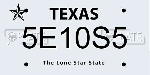 5E10S5 Texas License Plate
