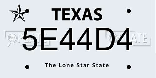 5E44D4 Texas License Plate