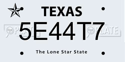 5E44T7 Texas License Plate