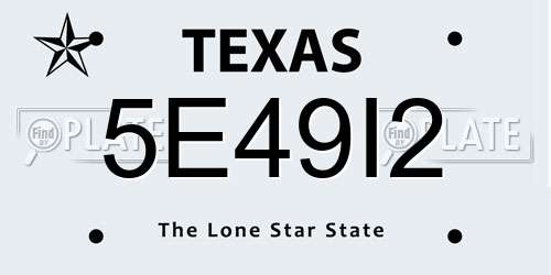 5E49I2 Texas License Plate