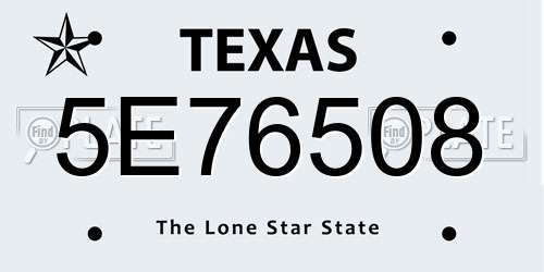 5E76508 Texas License Plate