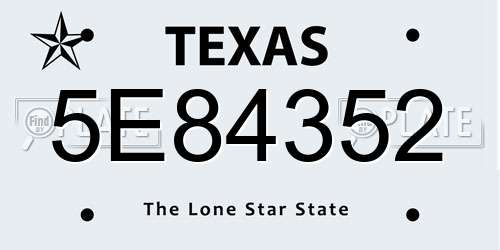 5E84352 Texas License Plate