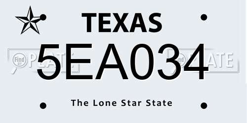 5EA034 Texas License Plate